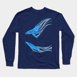 Whales Sliding through Space Long Sleeve T-Shirt